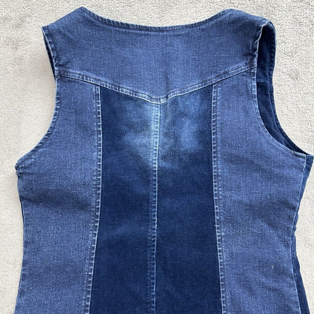 Vintage Karl Kani Vest Womens Medium Denim Jean Zip Up Tupac Y2K Streetwear - Picture 12 of 12